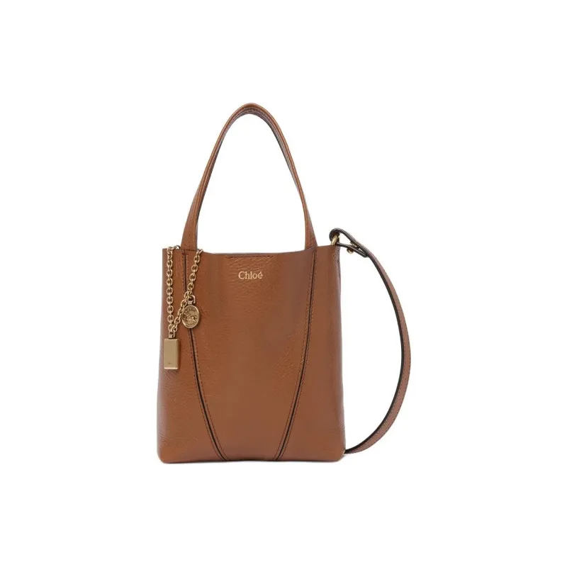 Chloe Cow Leather Tote Bag, Shopping Bag, Shoulder Bag, Crossbody Bag, Handbag Small Size Women's Clay Brown-1