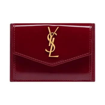SAINT LAURENT Calfskin Wallet, Card Holder Women's Burgundy
