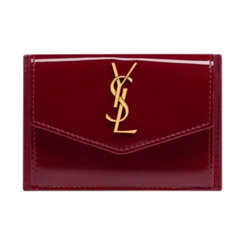 SAINT LAURENT Calfskin Wallet, Card Holder Women's Burgundy