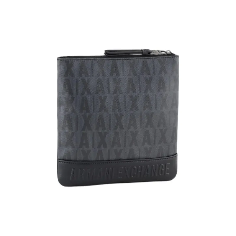 ARMANI EXCHANGEAE Cotton Shoulder Bag, Crossbody Bag Men's Taupe & Black-1