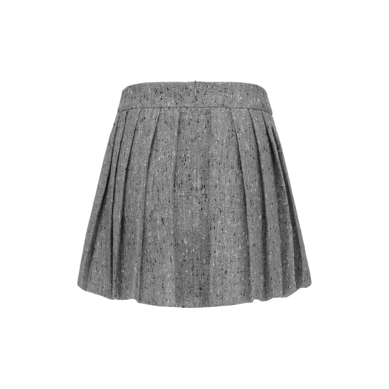 CHIWAWAMEME Casual Short Skirts Women's Gray Plaid-1