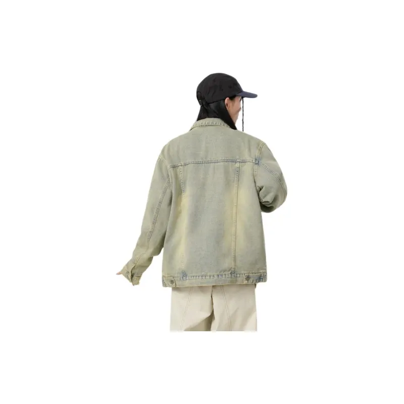JCUI Denim Jacket Unisex Yellow Green-3