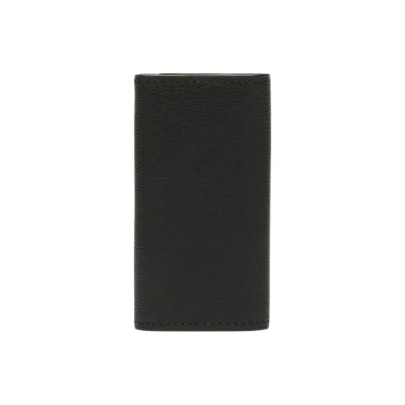 Valextra Solid Color Millepunte Calfskin Key Pouch Women's Black-1