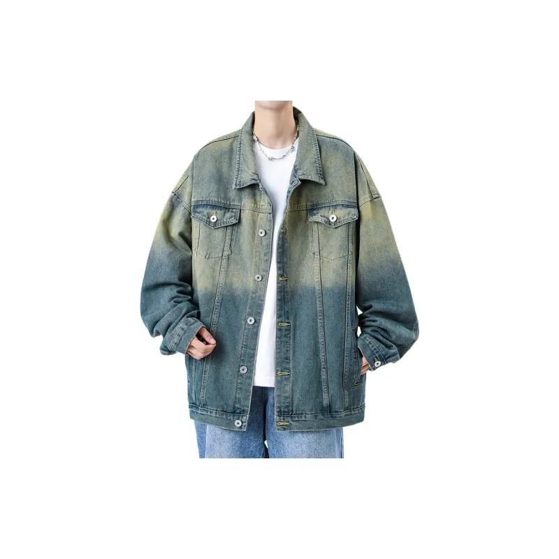 JCUI Denim Jacket Unisex Gradient Blue-5