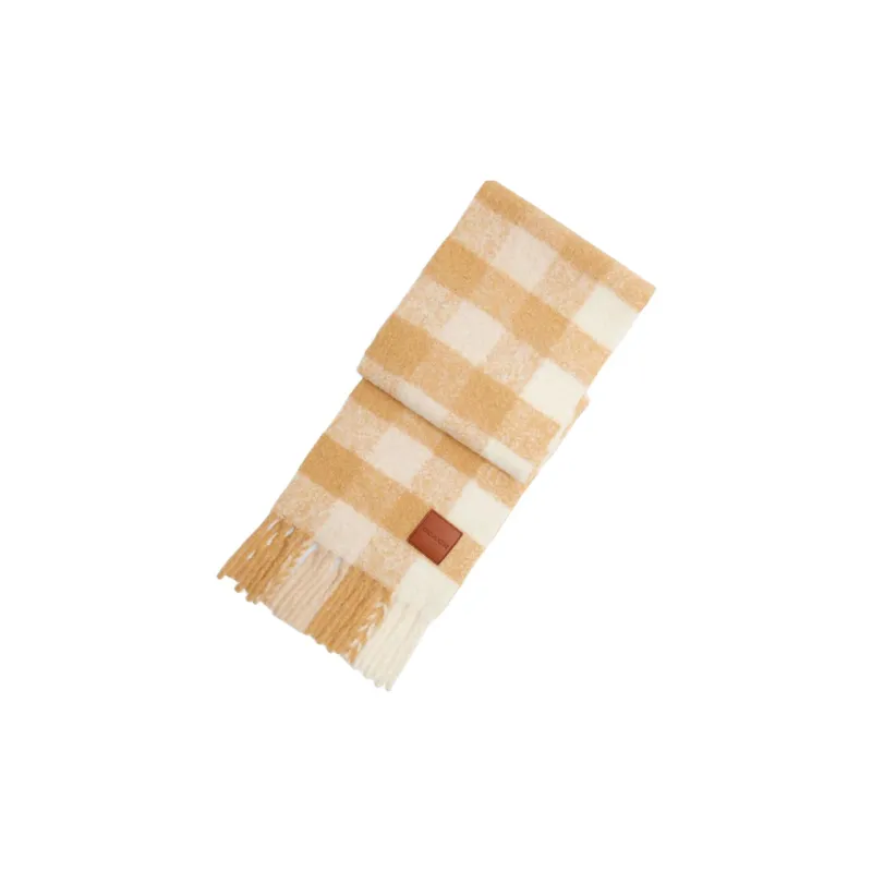COACH Alpaca Knit Scarves Unisex Chalk White-2
