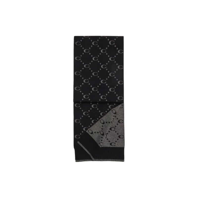 COACH Sheep Wool Knit Scarves Unisex Black-0