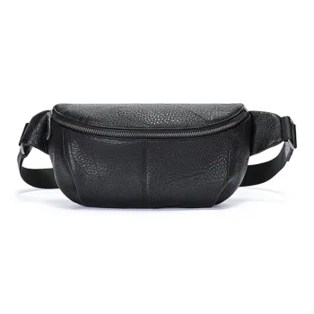 Yalu Top Grain Cow Leather Fashion Sling Bag, Crossbody Bag, Cashier Bag, Crossbody Bag, Fanny Pack Regular Men's Black