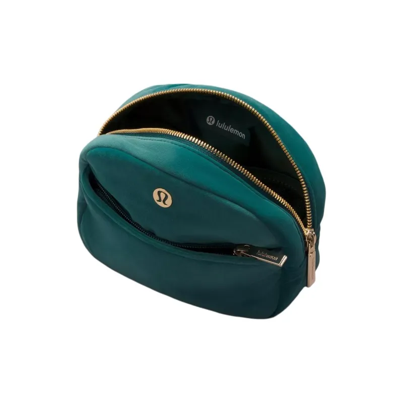 Lululemon Velour Clutch Mini Unisex Storm Green & Gold Metal-1