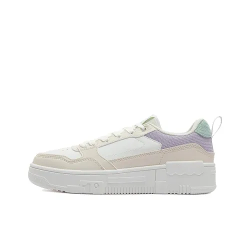 361° Abrasion Resistant Slip Resistant Low Top Skateboard Shoes Women's White Beige Purple