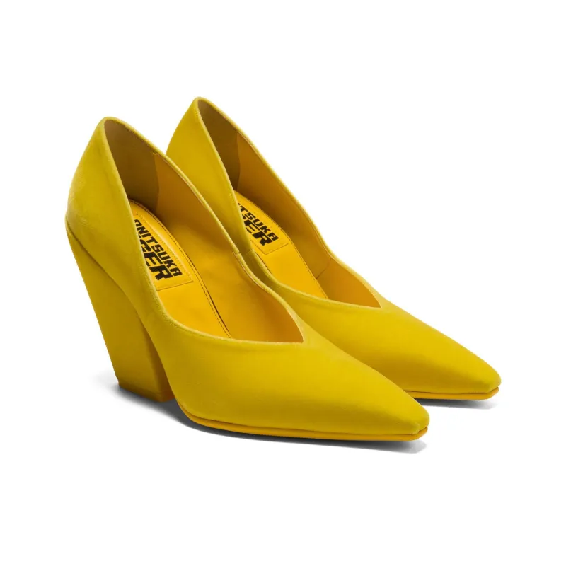 Onitsuka Tiger Chunky Heel High Heels Women's Yellow-2