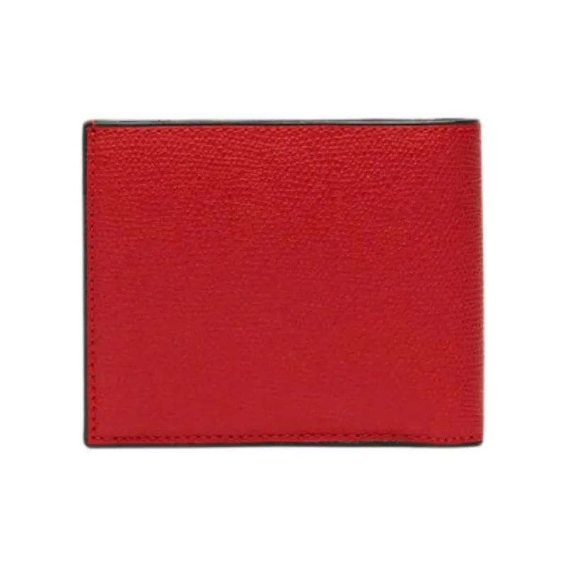 Valextra Millepunte Calfskin Coin Purse Wallet Men's Red-1