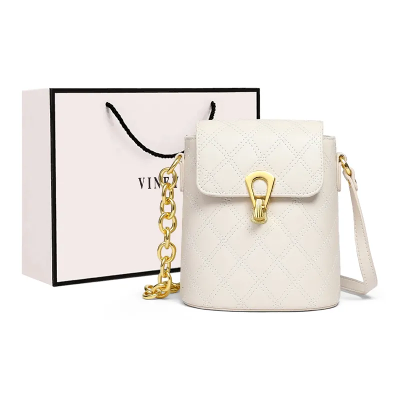 VINEY Split Cow Leather With Synthetic Leather Shoulder Bag, Crossbody Bag Regular Women's Ecru-0