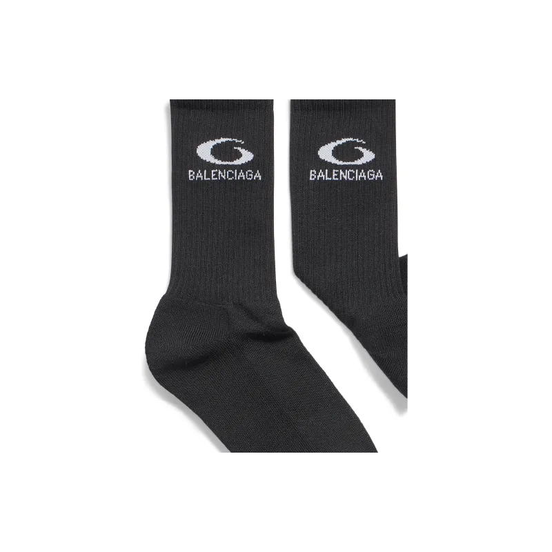 Balenciaga Loop Sports Icon Socks 'Black/White'-1