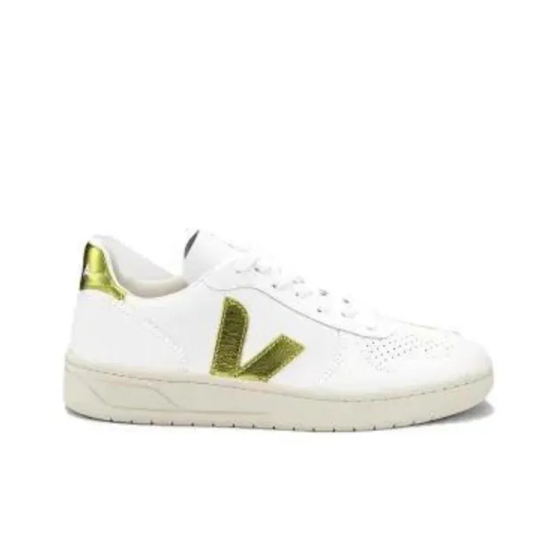 VEJA V-10 Low-Top Skateboard Shoes Unisex White Green-3