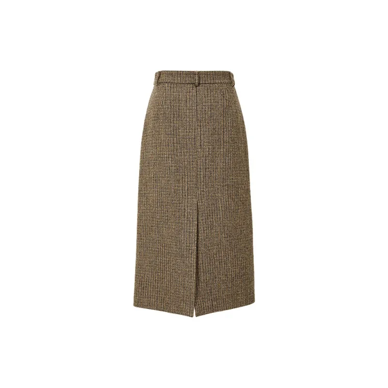 Hopeshow Casual Short Skirts Women's Vintage Coffee Plaid-1