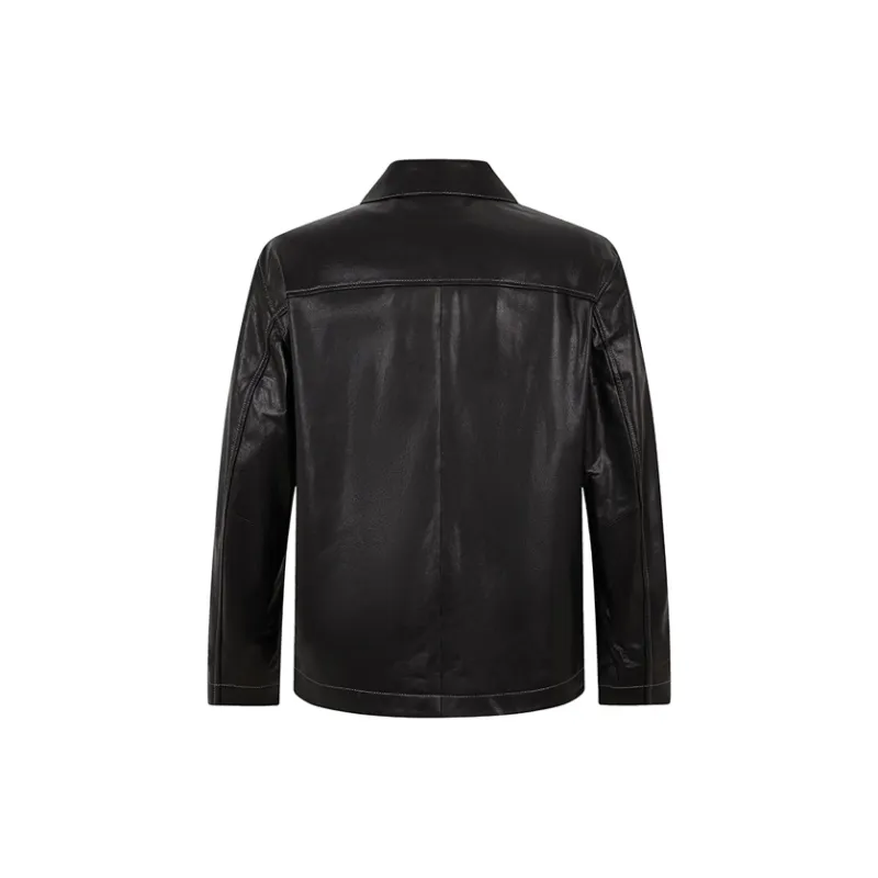Cavalli Class Leather Jacket Men's Black-2