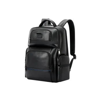 BOPAI Top Grain Cow Leather Backpack Men's Black