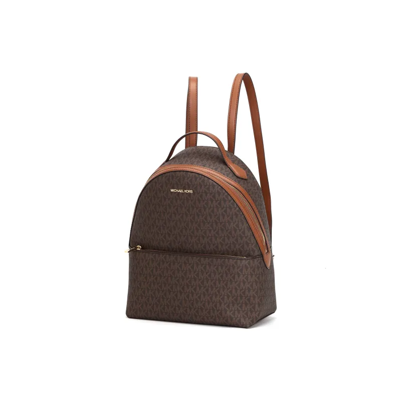 MICHAEL KORS Coated Canvas Backpack Medium Size Women's Brown-2
