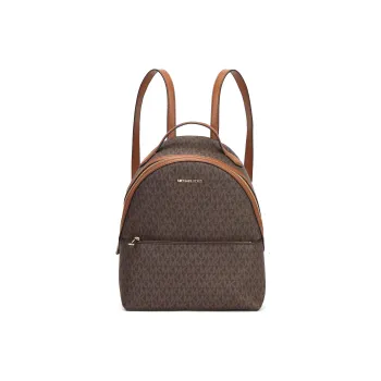 MICHAEL KORS Coated Canvas Backpack Medium Size Women's Brown