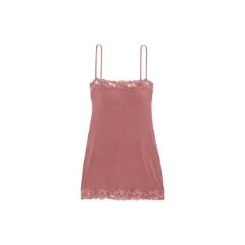 Victoria's Secret Modal & Lace Trim Straight-Neck Slip Dress / VINTAGE ROSE Nightgown Women's Vintage Rose