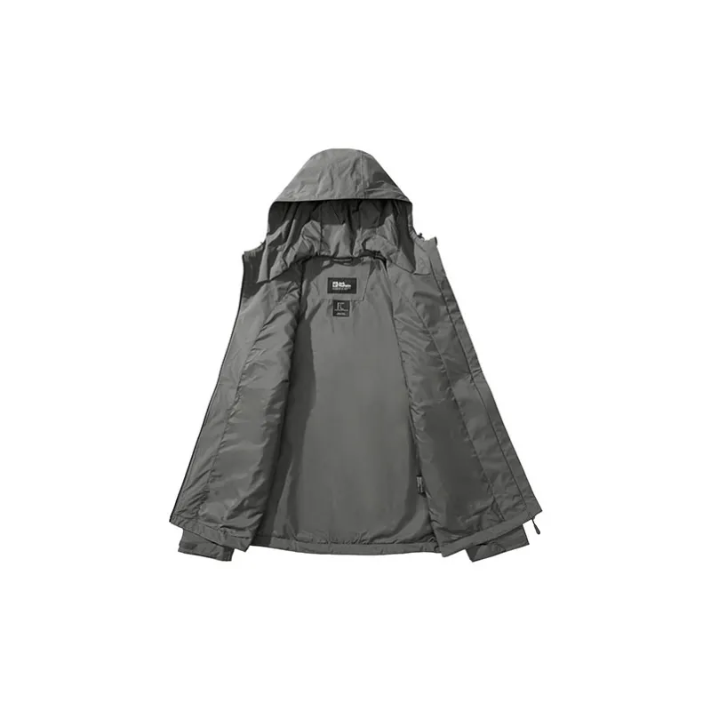 Jack Wolfskin Hiking Outdoor Hiking Waterproof And Windproof Windbreaker Jacket Unisex Slate Gray With A Free Accessory-2