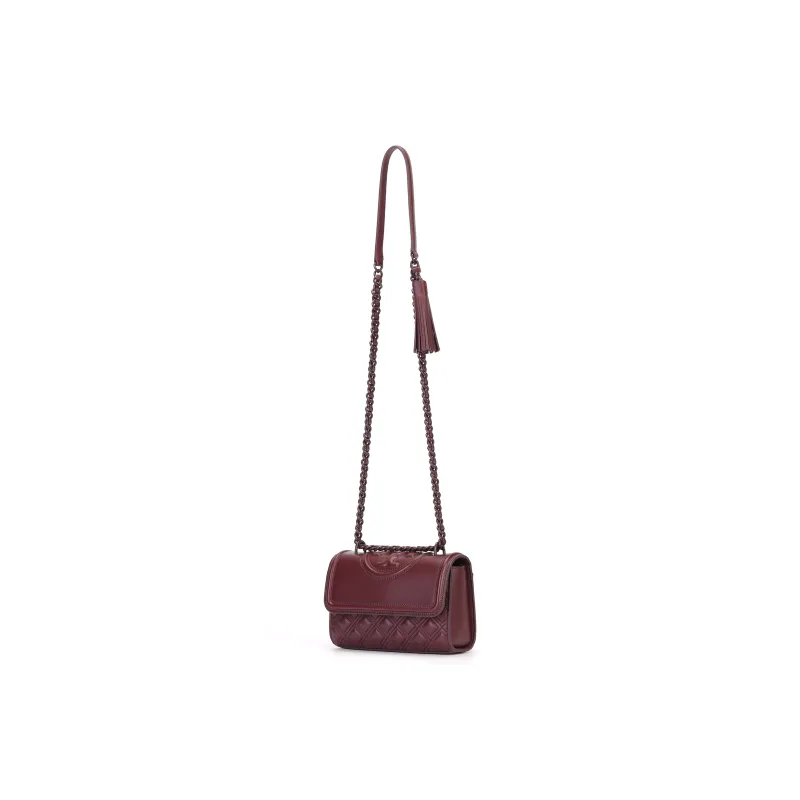 TORY BURCH Fleming Nappa Leather Portable Crossbody Bag Shoulder Bag Small Size Women's Burgundy-1