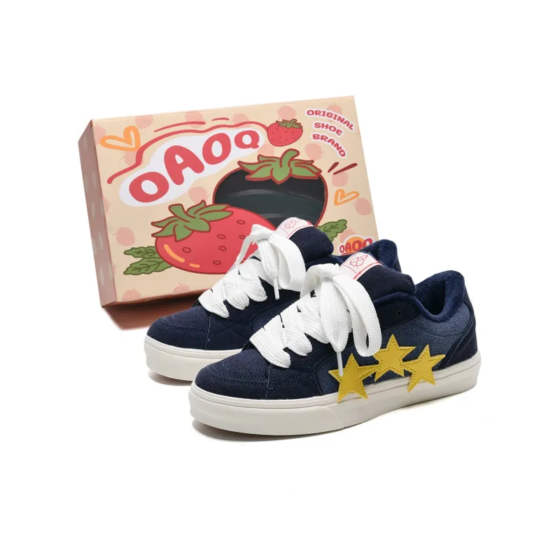 OAOQ Wear-resistant And Lightweight Low-Top Skateboard Shoes Unisex Navy Blue-41