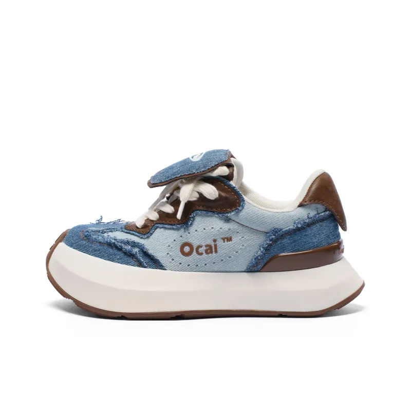 Ocai Anti-Slip Wear-Resistant Low-Top Casual Running Shoes Women's Denim Blue Brown-0