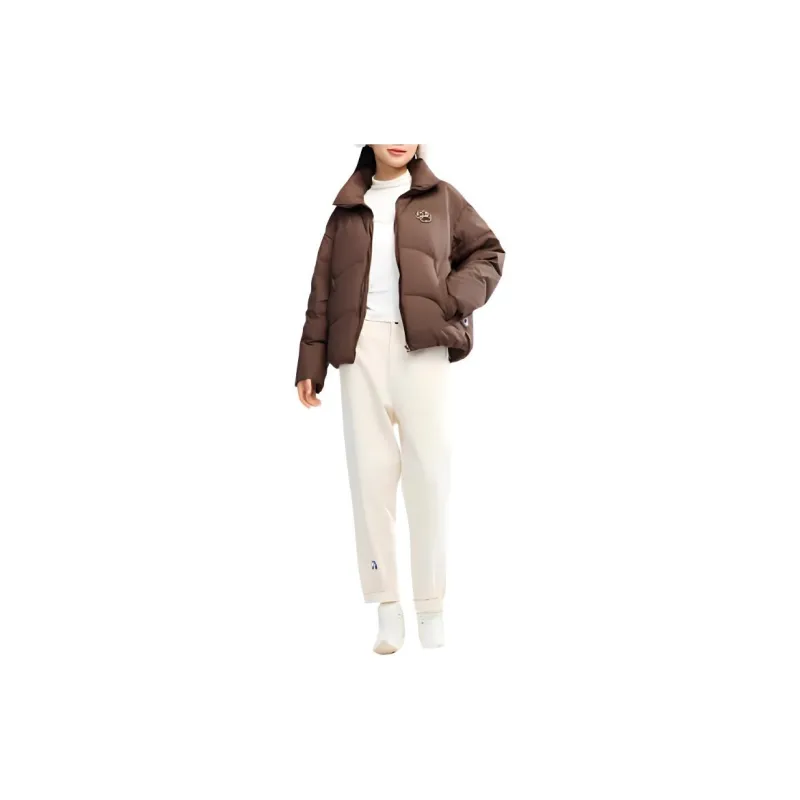 QIAODAN Sports Life Collection Down Jacket Women's Gray Brown Tan-4