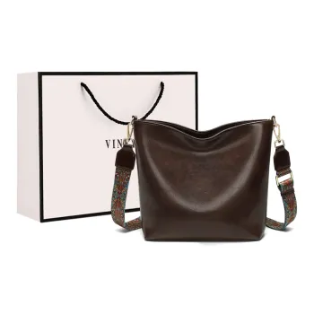 VINEY Cow Leather Patchwork Synthetic Leather Shoulder Bag Crossbody Bag Regular Women's Coffee