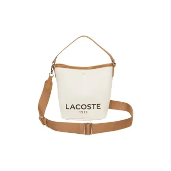 LACOSTE Cotton Bucket Bags Shoulder Bag Crossbody Bag Handbag Women's Beige & Brown