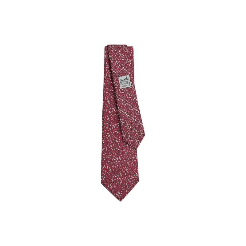 HERMES Mulberry Silk Ties Men's Berry Red-0