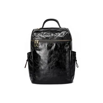 Ace Paul Top Grain Cow Leather Backpack Regular Unisex Black