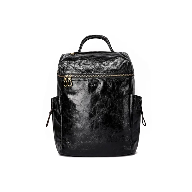 Ace Paul Top Grain Cow Leather Backpack Regular Unisex Black-0