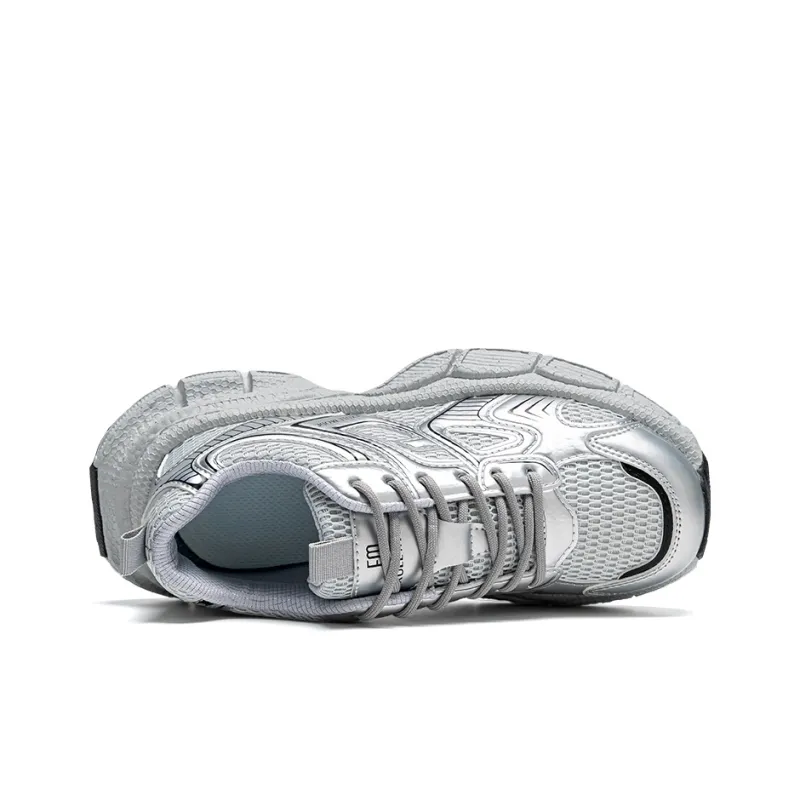 EXULL Q Low Top Chunky Sneakers Women's Silver Gray-2
