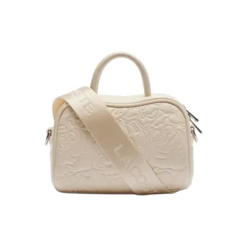 LACOSTE Leather Shoulder Bag, Crossbody Bag, Handbag Mini Women's Ecru