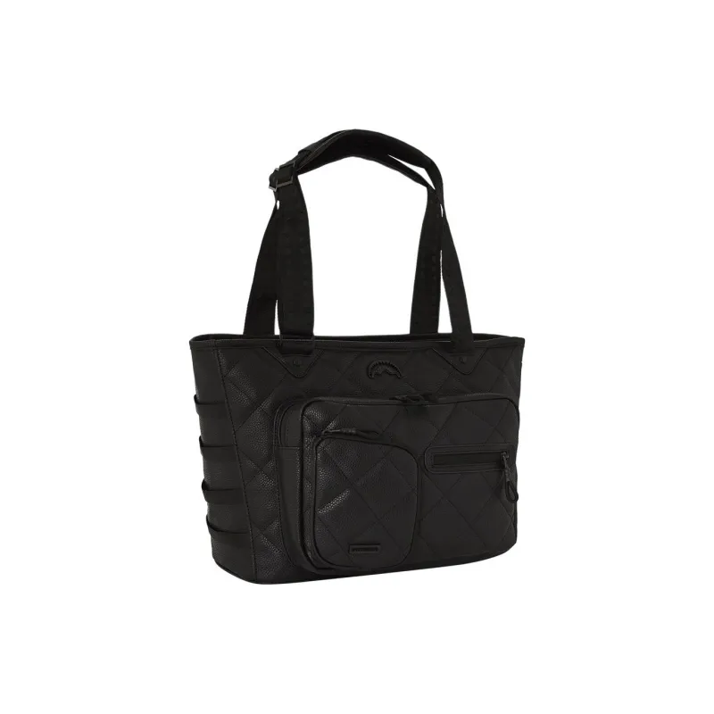 SPRAYGROUND Artificial Leather Tote Bag Shopping Bag Shoulder Bag Handbag Unisex Black-1