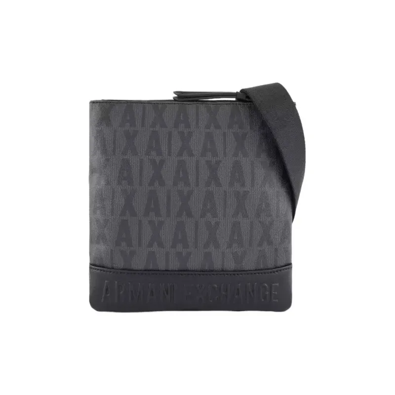 ARMANI EXCHANGEAE Cotton Shoulder Bag, Crossbody Bag Men's Taupe & Black-0