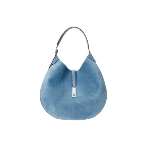 Polo Ralph Lauren Polo ID Nubuck Handbag, Shoulder Bag Large Size Women's Blue