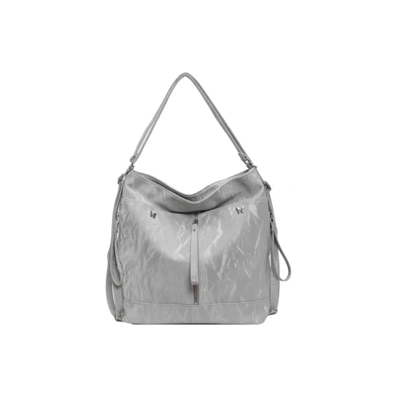 Morellybear PU Tote Backpack Shoulder Bag Regular Women's Black/Ecru/Blue/Silver/Green-2