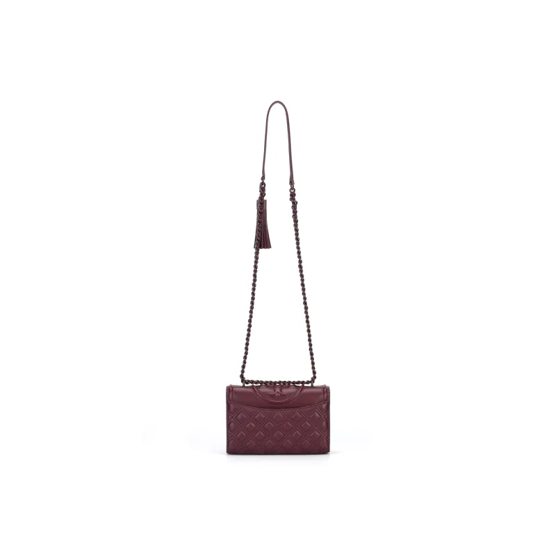 TORY BURCH Fleming Nappa Leather Portable Crossbody Bag Shoulder Bag Small Size Women's Burgundy-2