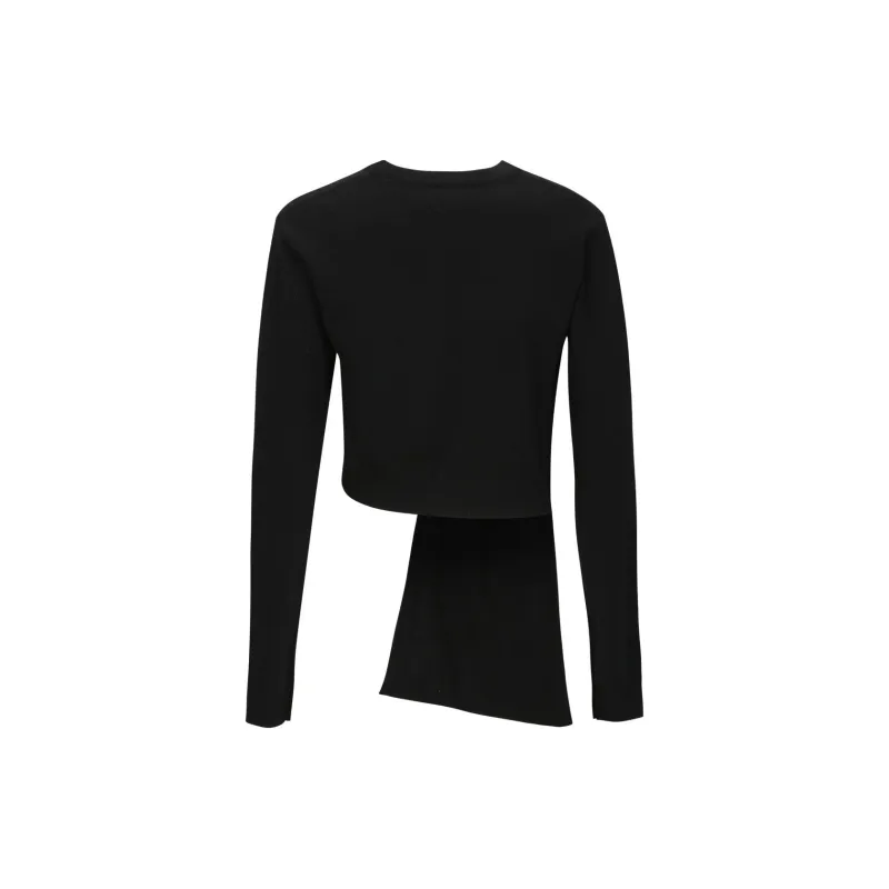YCH FW24 SCARF DETAILED TRIMMED KNIT TOP Sweater Women's Black-1