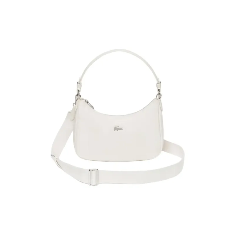 LACOSTE Nylon Shoulder Bag, Crossbody Bag, Handbag Women's White-0