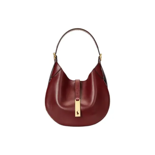 Polo Ralph Lauren Polo ID Cow Leather One Shoulder Handbag Crossbody Bag Small Size Women's Burgundy