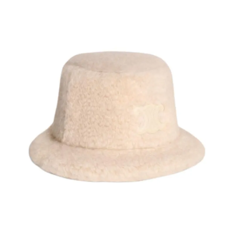 CELINE Triomphe Bucket Hat In Sherpa Cashmere-1