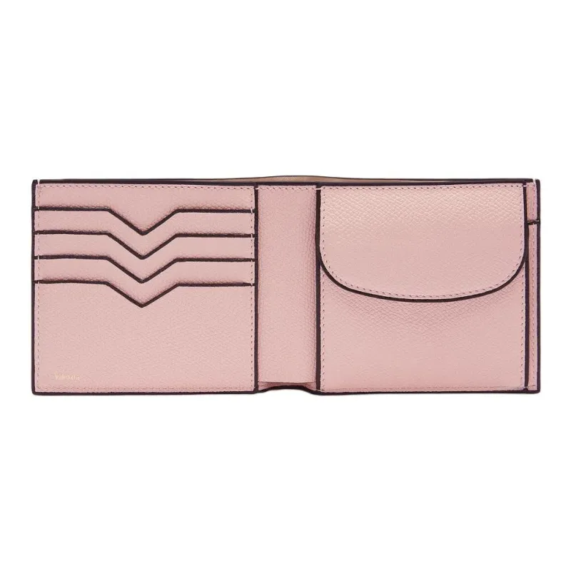 Valextra Millepunte Calfskin Coin Purse Wallet Women's Peony Pink-2