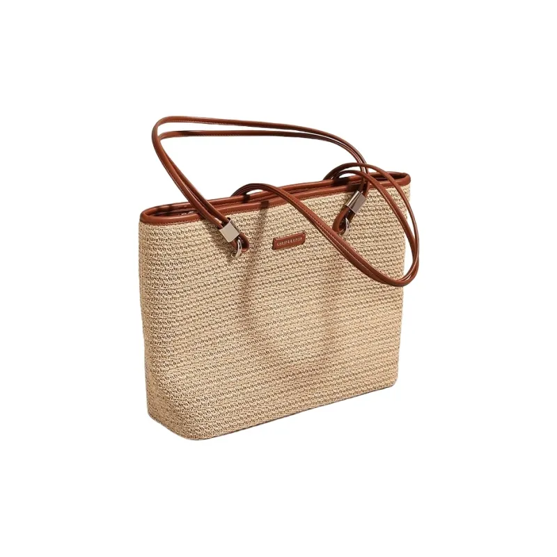 PESASRIE Straw Woven Shoulder Bag Regular Women's Brown-1