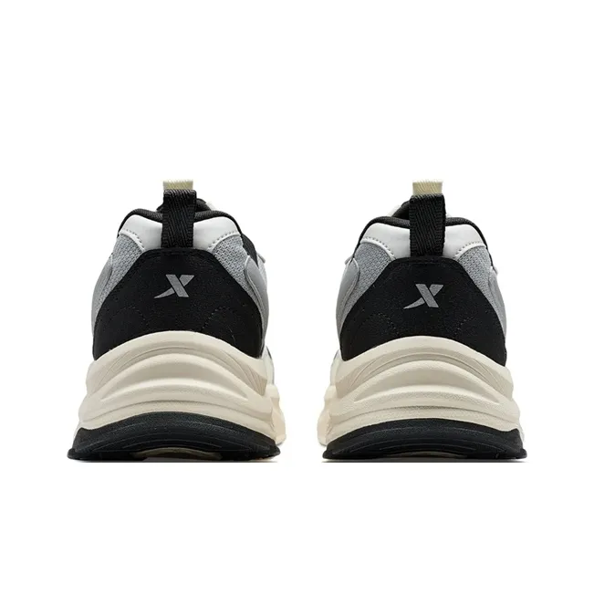XTEP Height Increasing Coverage Low Top Chunky Sneakers Men's Elegant Gray/Light Gray/Black-3
