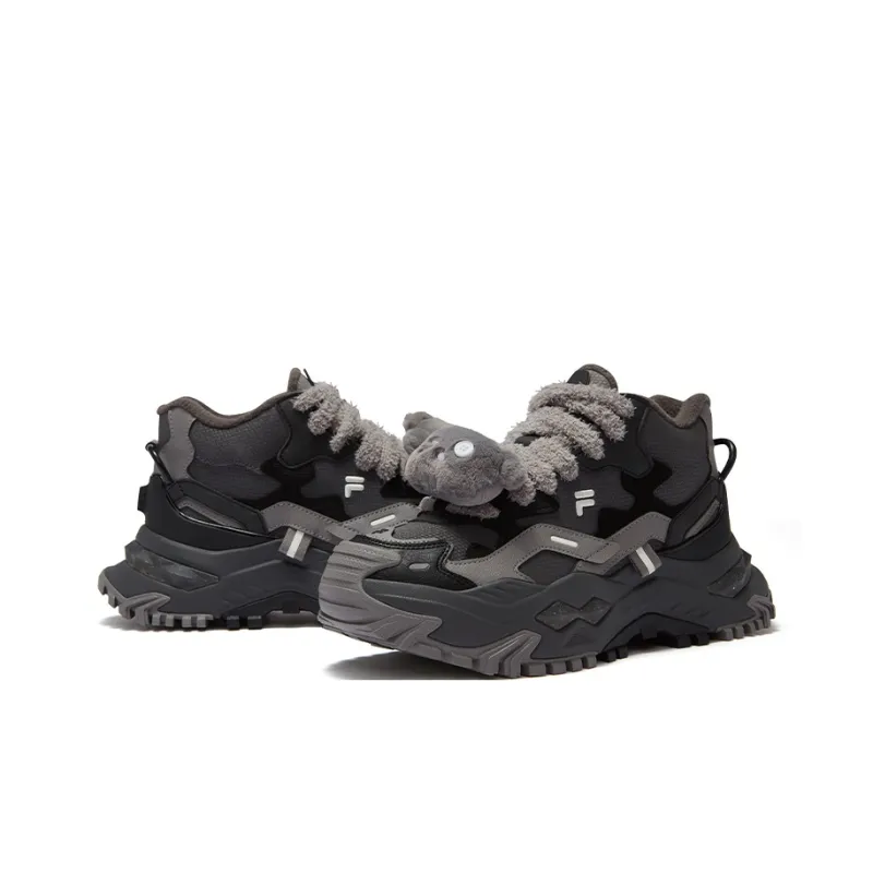 FILA FUSION BIANCO Anti Slip Wear Resistant Mid Top Casual Shoes Women's Gray Black-2