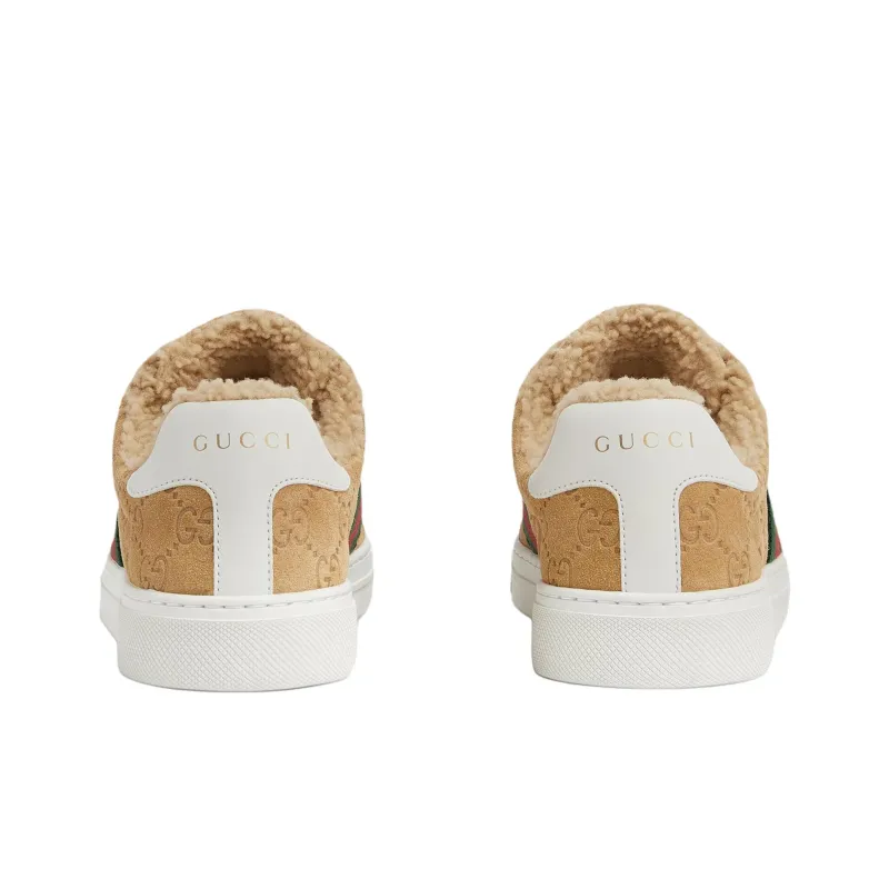 GUCCI ACE Low Top Skateboard Shoes 4.5cm Women's Beige-4